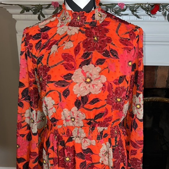 Torrid Mini Clip Dot Floral Blouson Sleeve Dress Size 00 - Picture 6 of 12